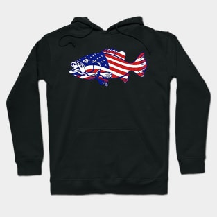 Bass Fishing - American Flag Hoodie